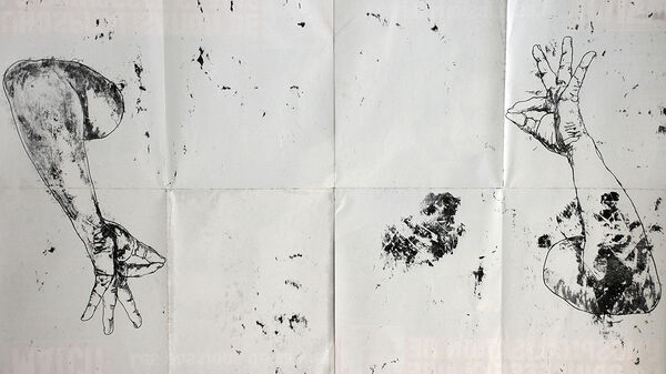 Thomas Ferrando / Ecce Homo, 2007, monotype sur affiche Paris-Match, 132 x 88 cm © Thomas Ferrando